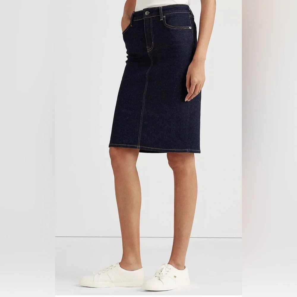 🔵RALPH LAUREN DARK WASH DENIM SKIRT - Picture 6 of 14